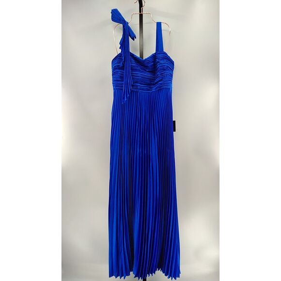Lulus Women Gorgeous Purpose Pleated Sleeveless Bow Maxi Dress Blue XL - Picture 2 of 3